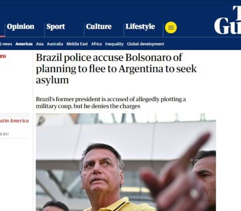 Imprensa internacional repercute indiciamento de Bolsonaro e cita plano de fuga para Argentina