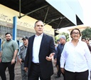 Mabel vistoria Ginásio de Esportes de Campinas após incêndio criminoso 