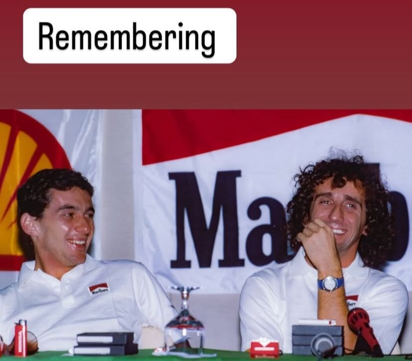 Prost posta lembrança com Senna no dia em que se completam 31 anos da morte do brasileiro