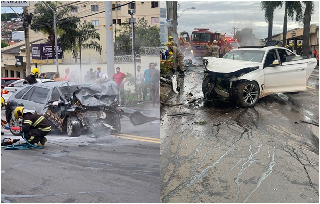 Três pessoas ficam feridas em colisão frontal em Goiânia