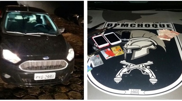 Trio é detido em Goiânia com carro roubado de motorista de Uber