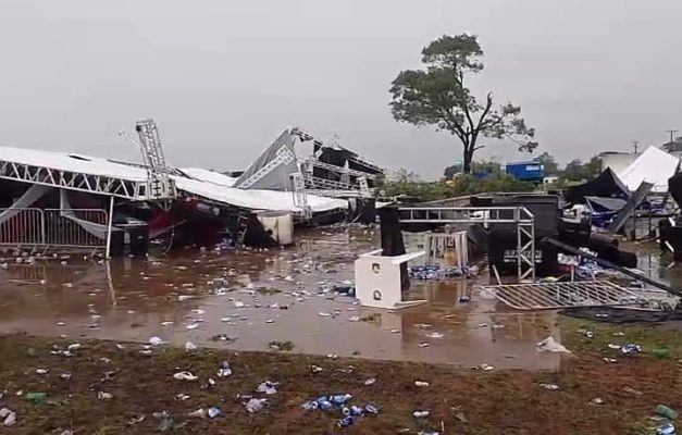 Vendaval derruba estrutura de festa no interior de SP; um homem morreu