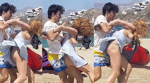 Vídeo mostra Lindsay Lohan sendo agredida pelo ex-noivo em praia da Grécia