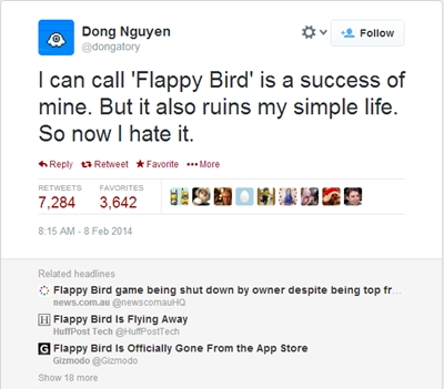 Criador de 'Flappy Bird' retira jogo do ar por não suportar o sucesso